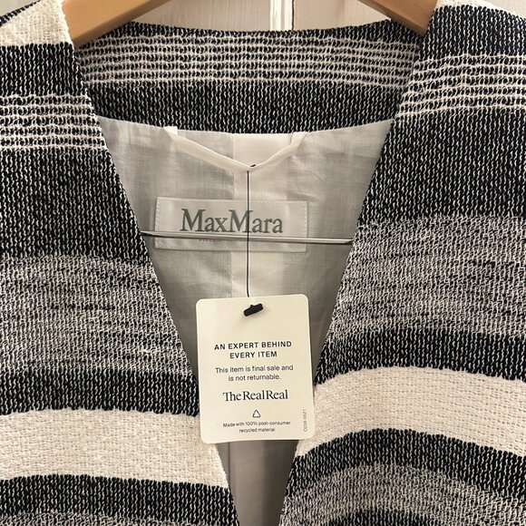 MaxMara Tommy Blazer/Jacket; White Stripes; US 12-14 - Picture 2 of 6